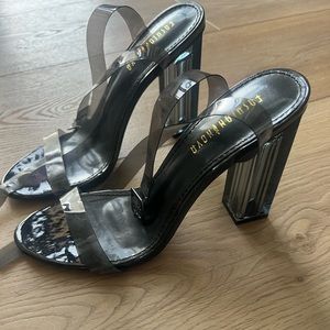 Clear black heels